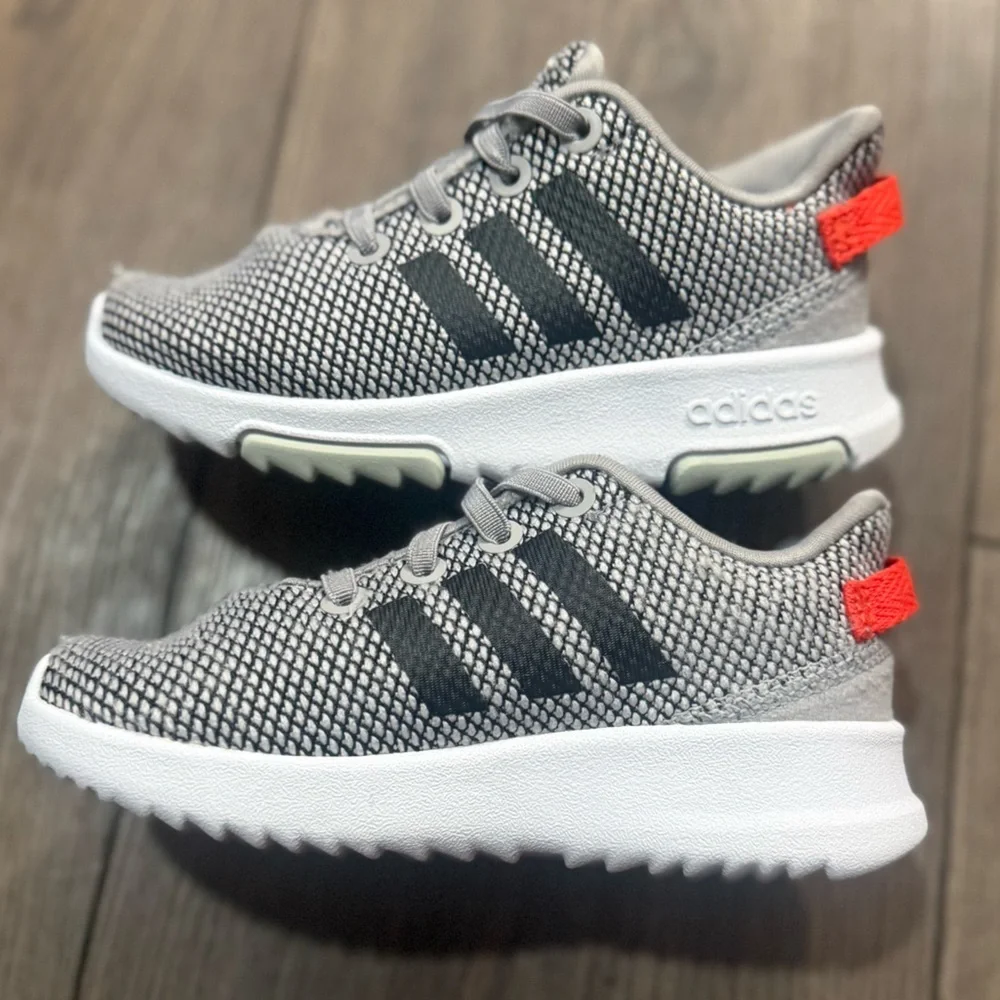 Adidas Toddler Sneakers Size 7K Gray Black Running Shoes EF9010 EUC